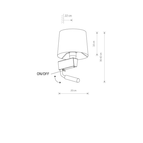 Applique avec lampe de lecture Interrupteur Blanc Abat-jour en tissu