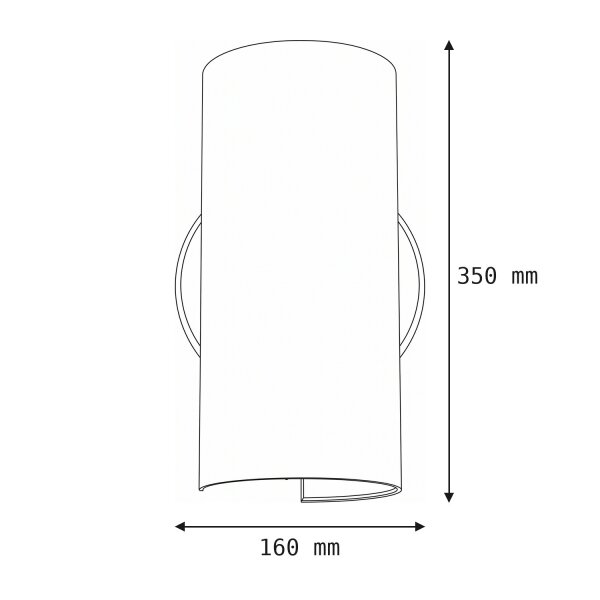 Applique murale résidentielle Blanc H:35cm étroit E27 semi-circulaire