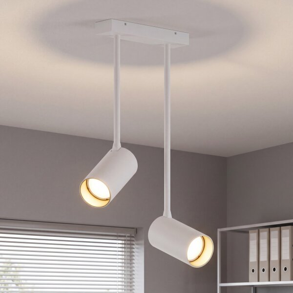Spot de plafond moderne blanc or H:41cm ajustable 2x