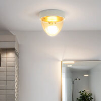 Plafonnier rond blanc or petit &Oslash;18cm IP44 Moderne