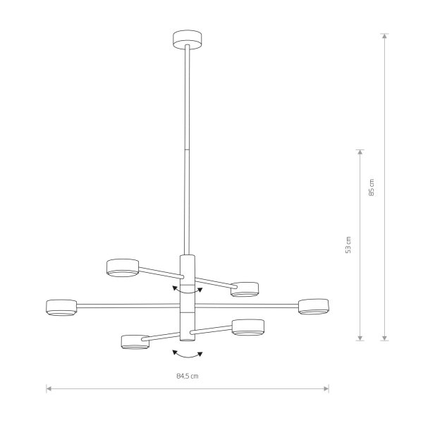 Plafonnier moderne blanc pivotant H:85cm 6-flamme