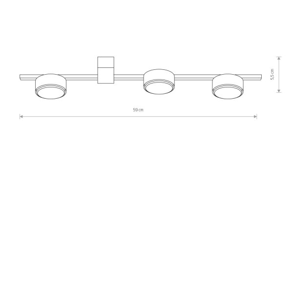 Plafonnier allongé Blanc L:59cm Aluminium Métal