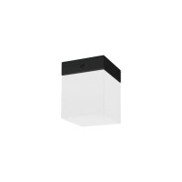 Petit plafonnier verre métal blanc noir anguleux