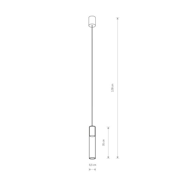 Lampe à suspendre étroite Abat-jour en verre Ø6,5cm Cylindre Moderne