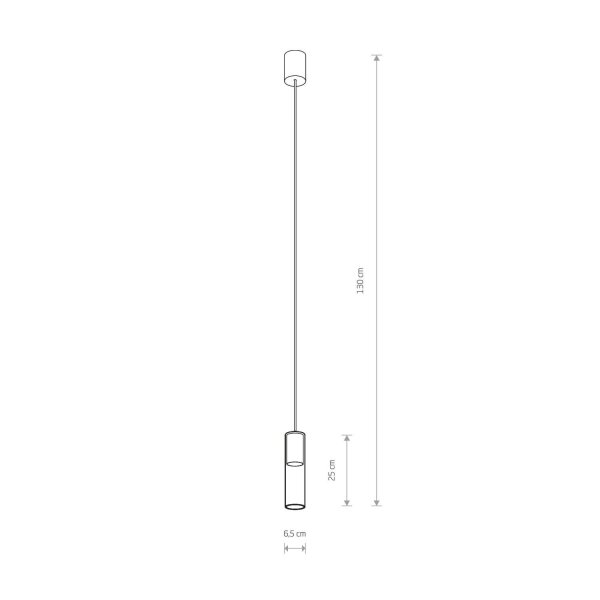 Lampe à suspendre verre laiton Ø6,5cm cylindre E27 rond