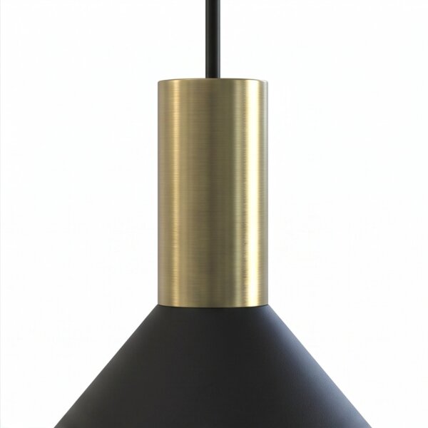 Suspension noire longue 132cm métal grand 5-flamme