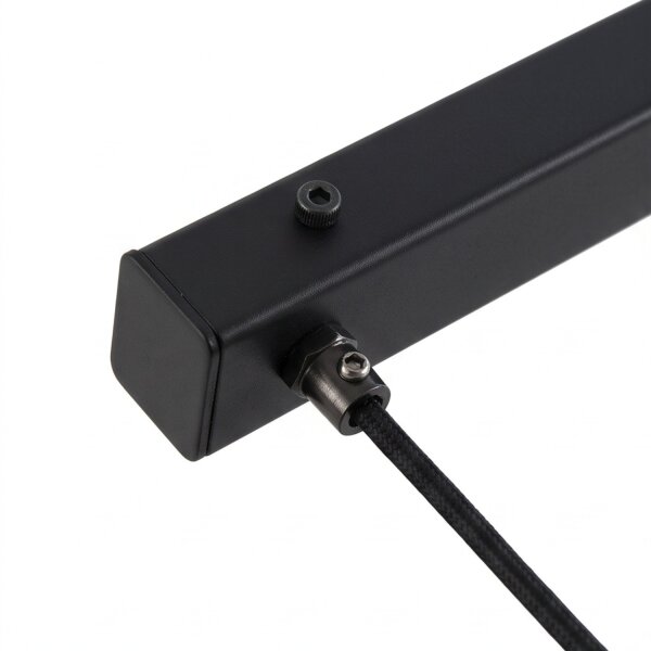 Suspension noire longue 132cm métal grand 5-flamme