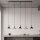 Suspension noire longue 132cm métal grand 5-flamme