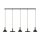 Suspension noire longue 132cm métal grand 5-flamme