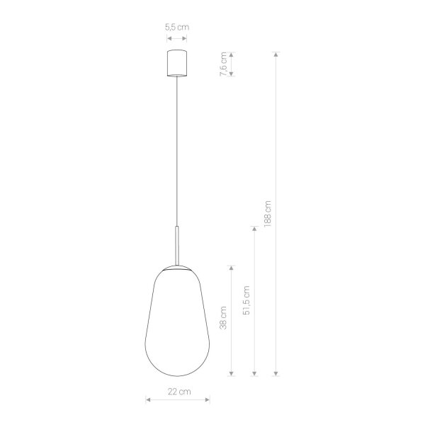 Suspension en verre MORNA Ø22cm décoratif P : max. 1,8m