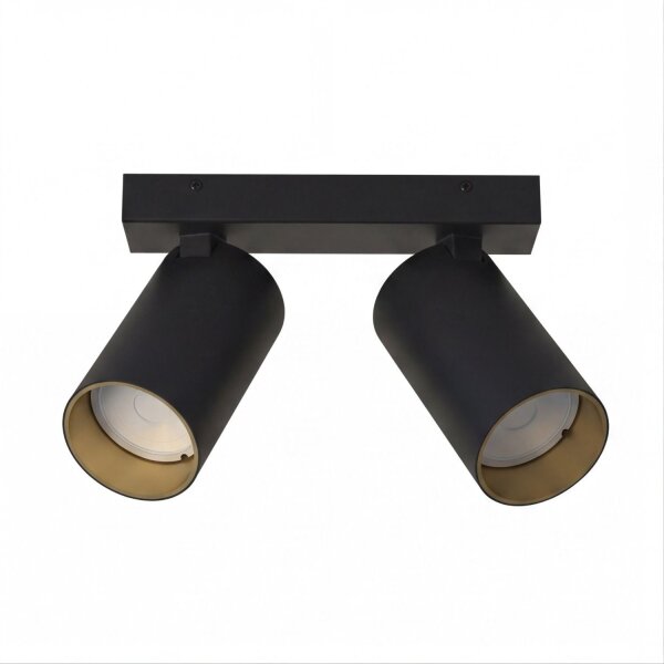 Elégant spot de plafond noir or 2x GU10 L:17-31cm