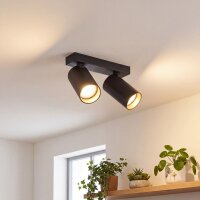 El&eacute;gant spot de plafond noir or 2x GU10 L:17-31cm