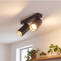 Elégant spot de plafond noir or 2x GU10 L:17-31cm