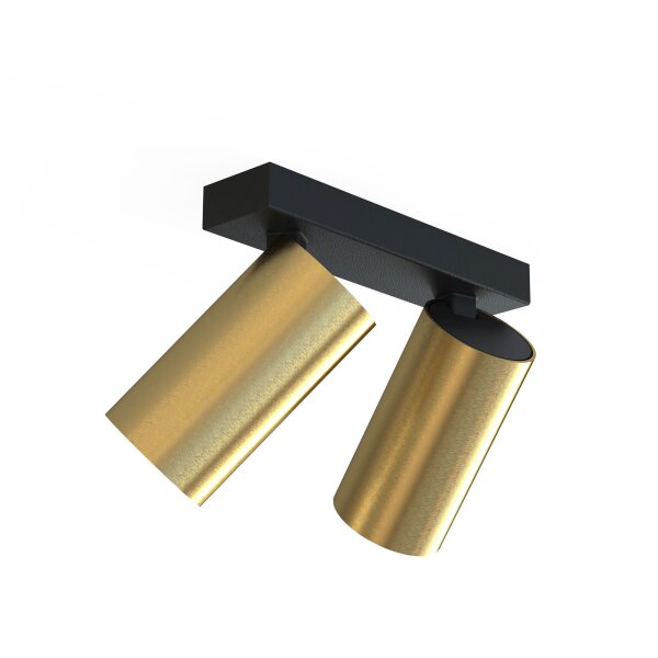 Spot de plafond moderne laiton noir 2x GU10