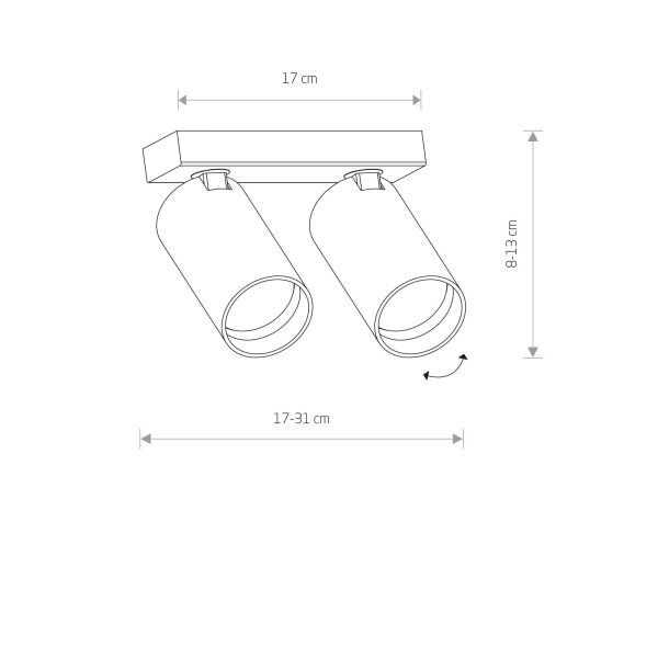 Spot de plafond moderne laiton noir 2x GU10