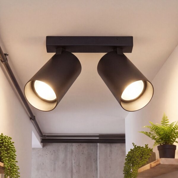Spot de plafond noir COLENE L:5,5-20cm Moderne 2x GU10