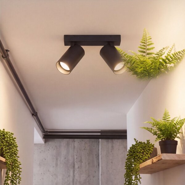 Spot de plafond noir COLENE L:5,5-20cm Moderne 2x GU10