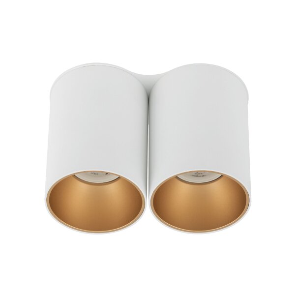 Petit plafonnier blanc or H:13cm 2x GU10 compact
