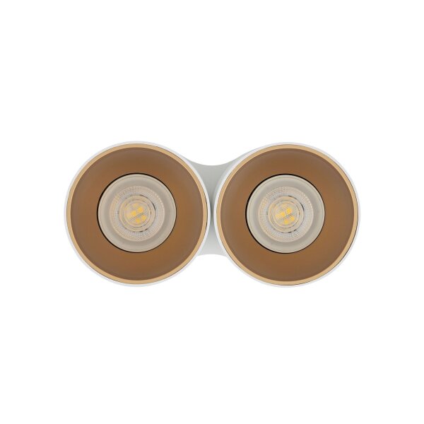 Petit plafonnier blanc or H:13cm 2x GU10 compact