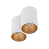 Petit plafonnier blanc or H:13cm 2x GU10 compact