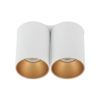 Petit plafonnier blanc or H:13cm 2x GU10 compact
