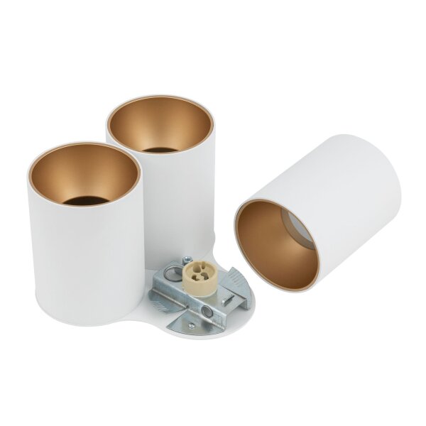 Spot de plafond polyvalent blanc or 3x GU10 petit