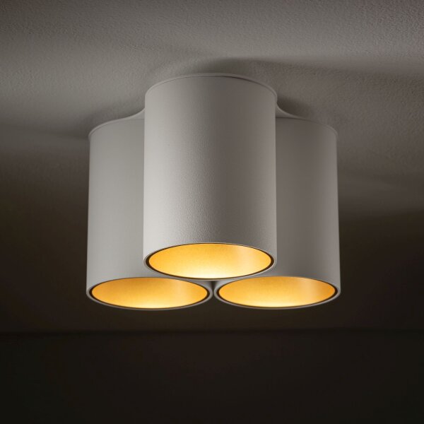 Spot de plafond polyvalent blanc or 3x GU10 petit