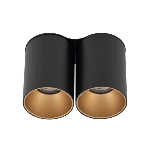 Plafonnier élégant en noir et or 2x GU10 petit