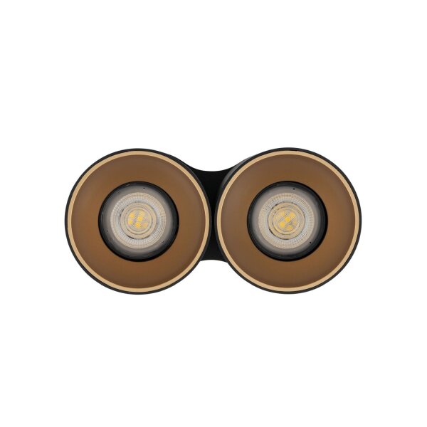 Plafonnier élégant en noir et or 2x GU10 petit