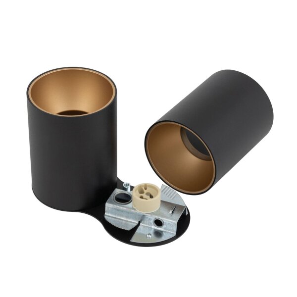 Plafonnier élégant en noir et or 2x GU10 petit