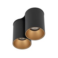 Plafonnier élégant en noir et or 2x GU10 petit