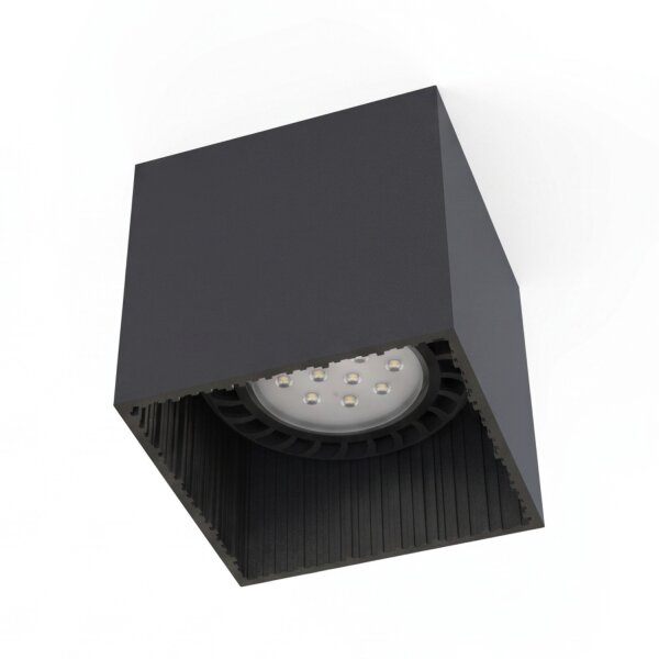 Spot noir à poser carré L:12,5cm GU10 métal compact