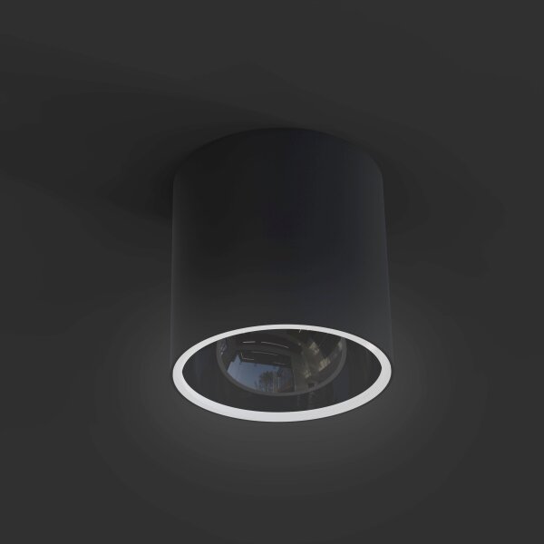 Spot moderne rond Ø127mm GU10 noir apparent