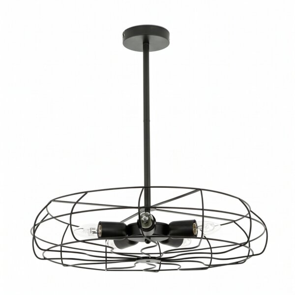 Plafonnier Métal Noir Ø 56 cm 5x E27 Rétro