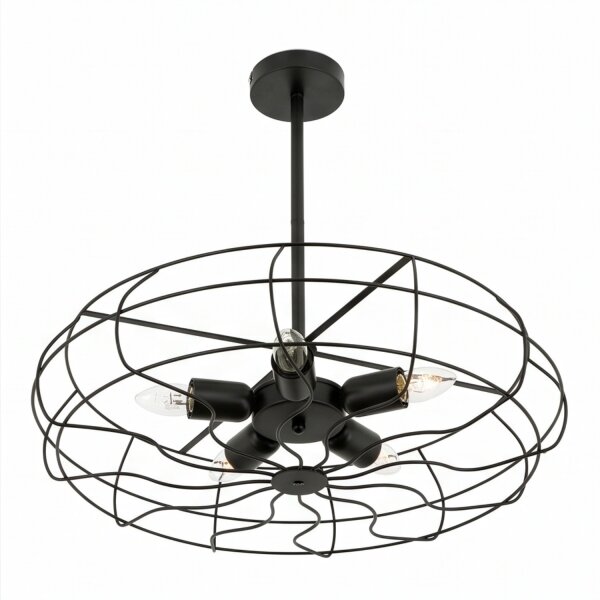 Plafonnier Métal Noir Ø 56 cm 5x E27 Rétro