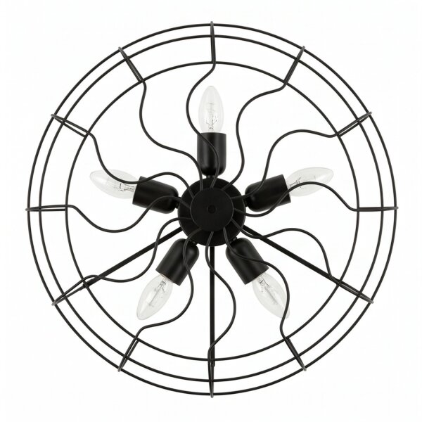 Plafonnier Métal Noir Ø 56 cm 5x E27 Rétro