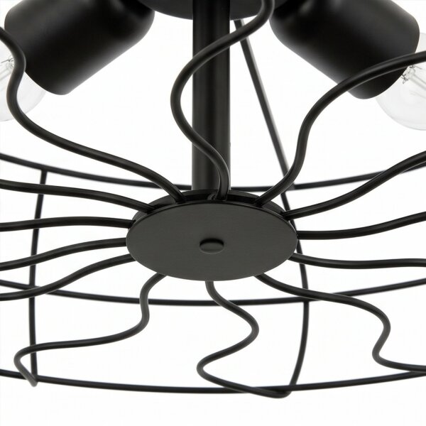 Plafonnier Métal Noir Ø 56 cm 5x E27 Rétro