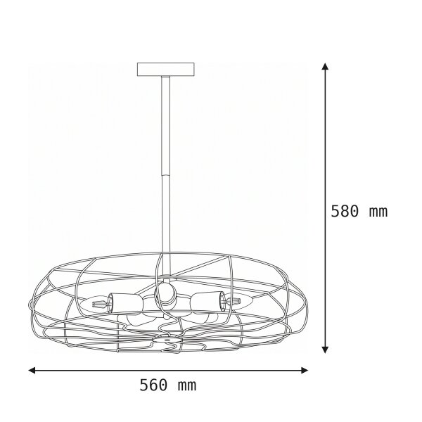 Plafonnier Métal Noir Ø 56 cm 5x E27 Rétro