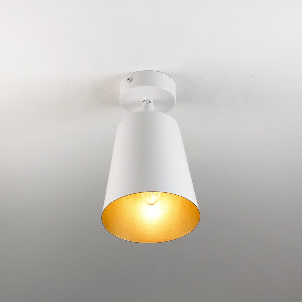 Plafonnier Blanc Or Métal Rétro flexible E27