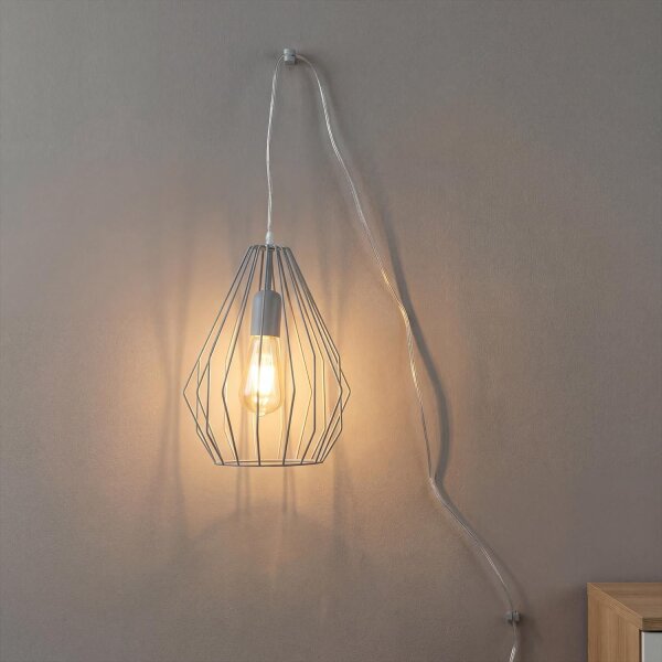 Lampe à suspendre avec fiche Câble de 5,5 m Gris flexible