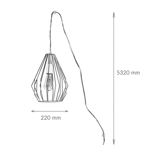 Lampe à suspendre avec fiche Câble de 5,5 m Gris flexible