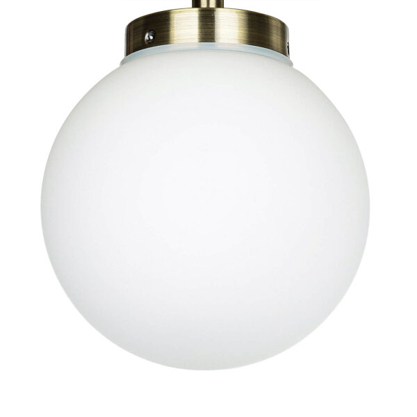 Lampe de salle de bain plafond en laiton blanc verre boule