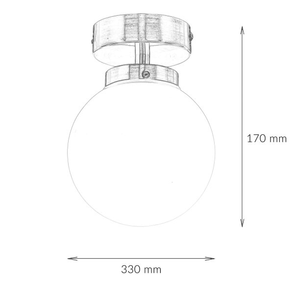 Lampe de salle de bain plafond en laiton blanc verre boule