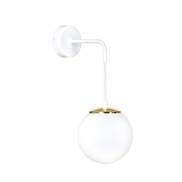 Applique murale Blanc orientable Boule Abat-jour Verre Métal E27