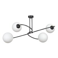 Plafonnier Métal Verre Noir Blanc Moderne 4x E27