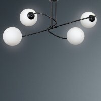 Plafonnier Métal Verre Noir Blanc Moderne 4x E27