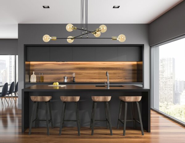 Lampe à suspendre ajustable Noir Rétro 6x E27 Métal