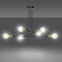 Lampe à suspendre ajustable Noir Rétro 6x...