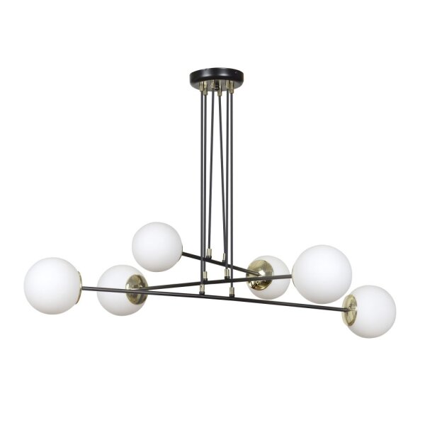 Lampe à suspendre noire réglable en verre 6x E27 Lampe à suspendre