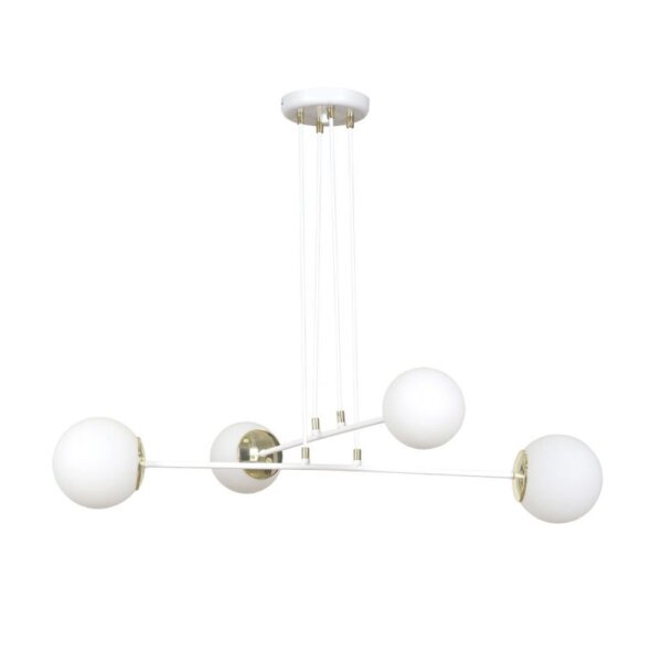 Lampe à suspendre avec abat-jour blanc réglable verre métal 4x